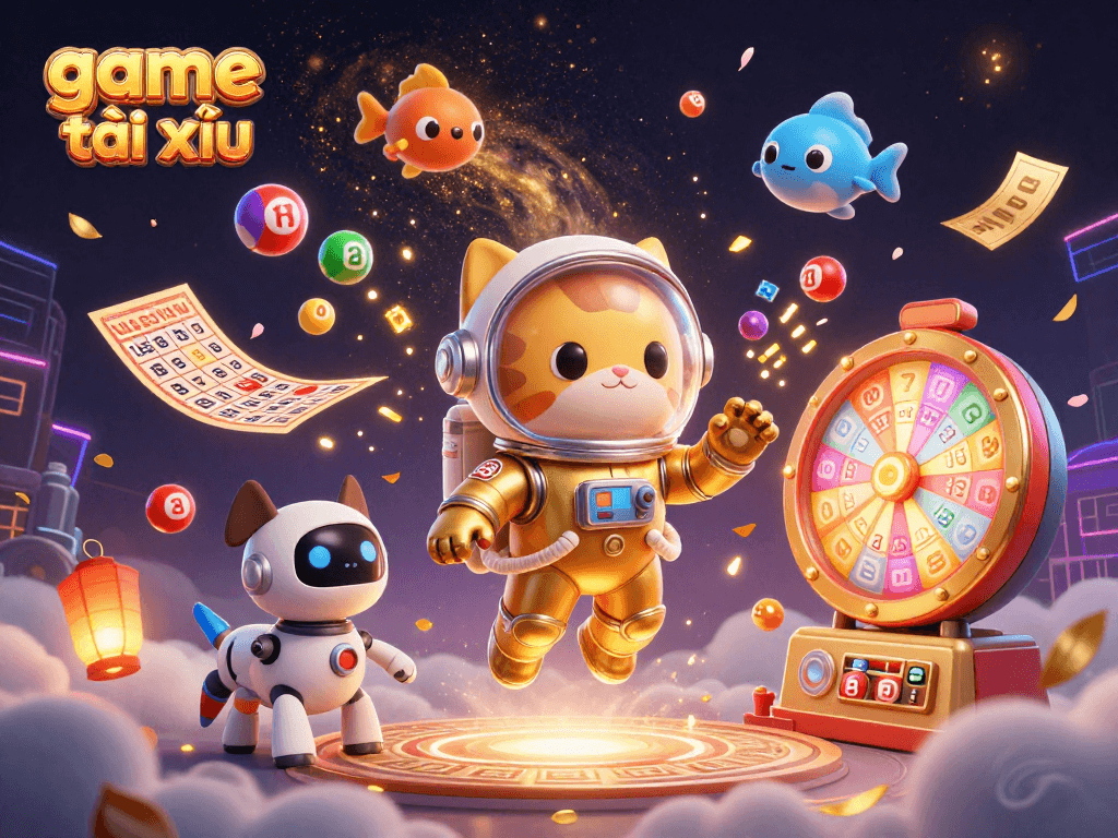 Experience thrilling game tài xỉu action with enchanting characters and dynamic lottery elements in a vibrant casino scene.