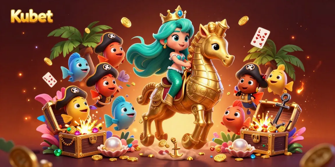 Kubet players enjoy thrilling underwater fantasies where mermaids and seahorses celebrate wins amidst treasure chests.