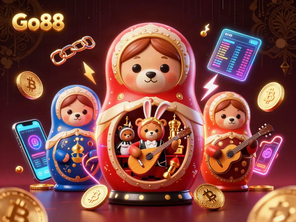 Experience Go88 with a vibrant 3D illustration of thematic casino elements and characters.