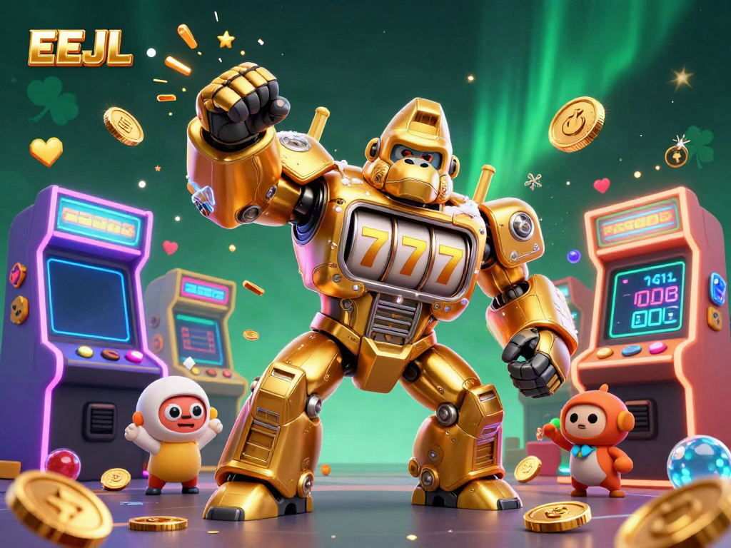 Win big with EEJL's immersive gaming experience featuring a transforming golden gorilla mech.