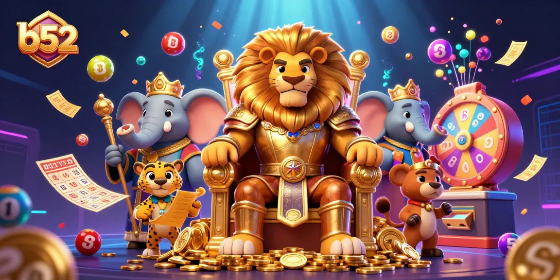 b52 players experience the thrill of dynamic lottery and vibrant game elements in a captivating casino scene