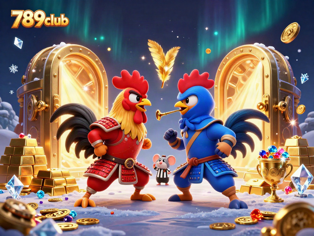 Experience thrilling action with 789club's fighting roosters in this vibrant casino scene.