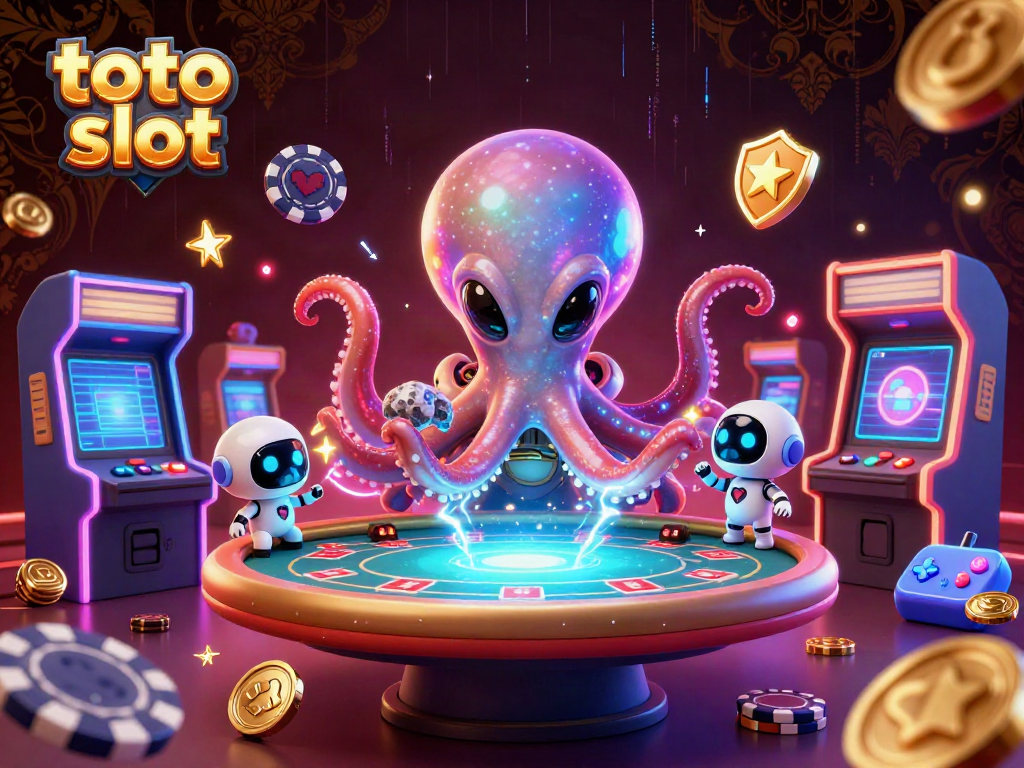 Menang di toto slot sambil bermain dengan alien dan robot di meja poker futuristik.