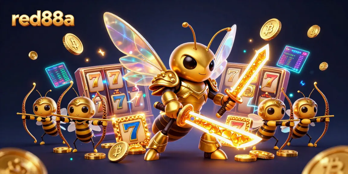 Engage in thrilling gameplay with red88a as 3D hornet warriors battle in a vibrant casino arena.