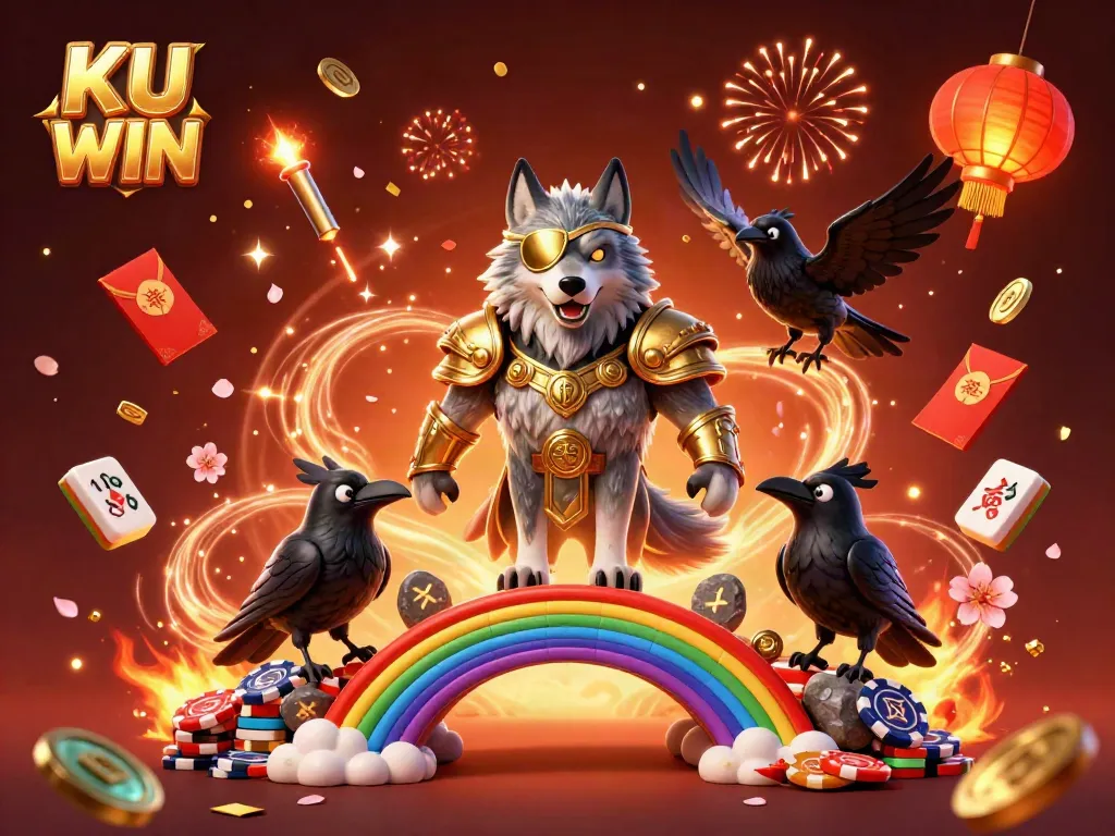 Engage in thrilling gameplay at KU WIN with 3D characters amidst vibrant casino elements.