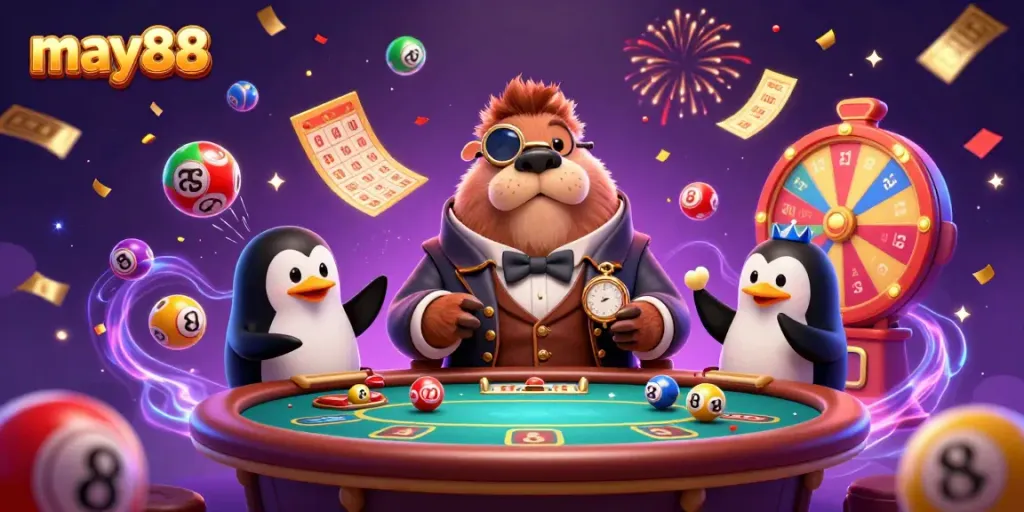Experience thrilling wins at may88 with lively underwater card games featuring a walrus, penguin dealer, and pufferfish