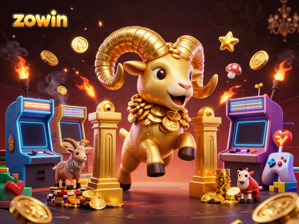 Engage with the thrilling world of zowin, featuring vibrant gaming elements and the majestic golden ram.