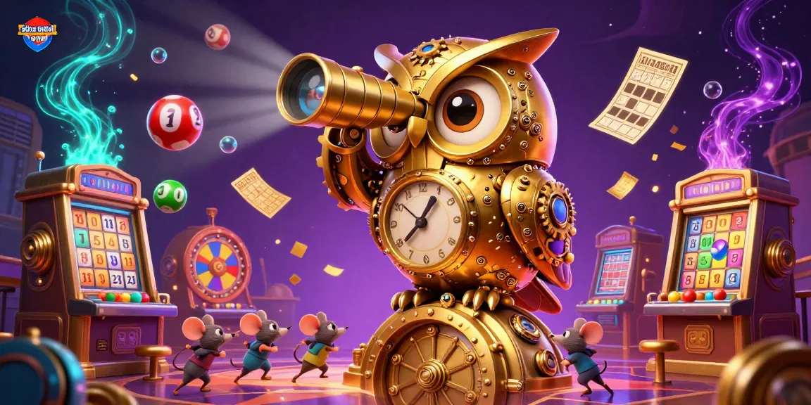 Experience the thrill of situs togel with a dynamic casino scene featuring a golden owl and lively lottery elements.