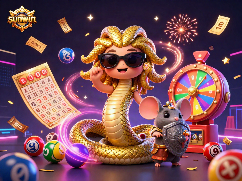 Win big at sunwin with this colorful and vibrant online gambling illustration showcasing the thrill of games.