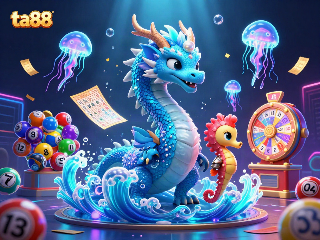 Engage in exciting ta88 gaming with a vibrant underwater scene featuring a dragon and jellyfish.