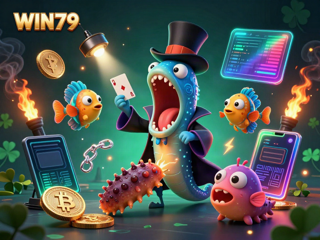 Experience the thrill of WIN79 with a magic show of captivating sea creatures and neon crypto elements.