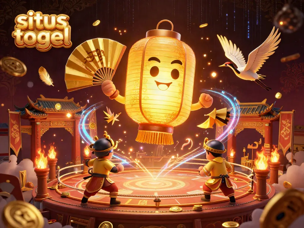 Engaging scene showcasing situs togel with glowing lantern spirits amid swirling golden elements in a vibrant casino atmosphere.