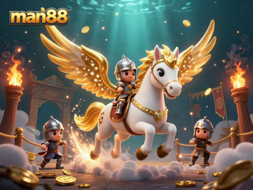 Experience thrilling adventures at man88, where gamers engage with dynamic casino elements amidst vibrant illustrations.