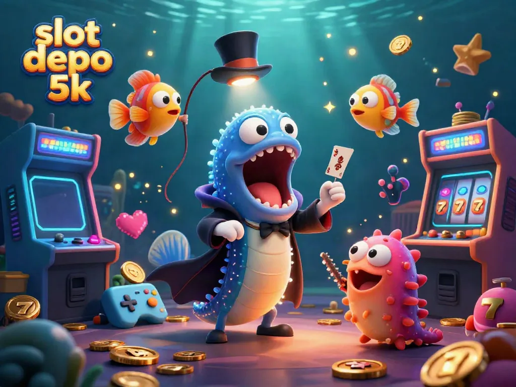 Experience the excitement of slot depo 5k with vibrant characters in a magical underwater casino scene.