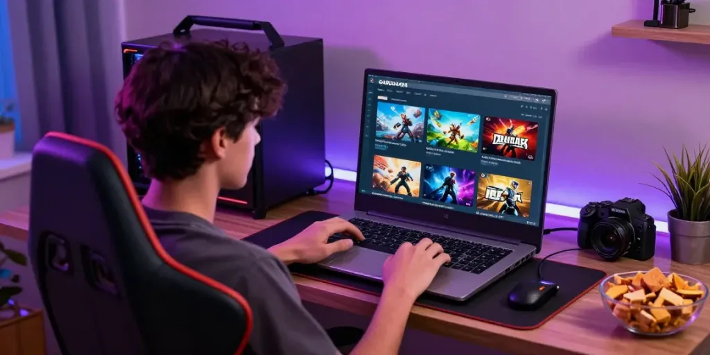 Engaging digital gaming setup showcasing garuda 404 platform for a captivating experience.