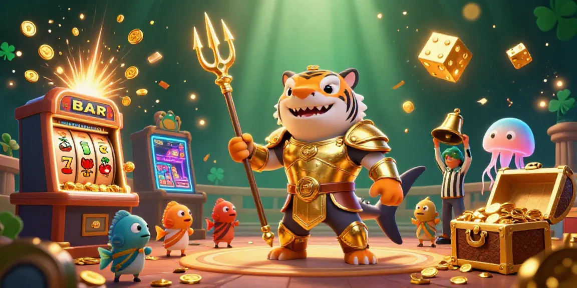 Engage with AO88's thrilling underwater casino spectacle featuring a tiger shark, slot jackpots, and vibrant elements.
