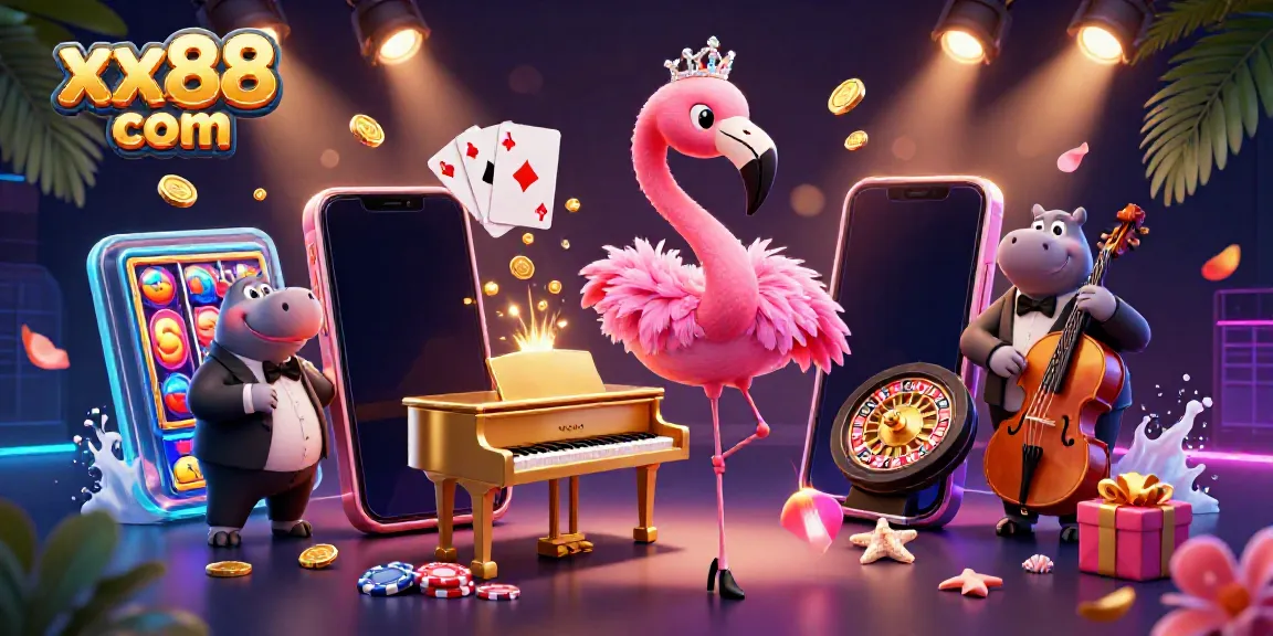 Join the fun at xx88 com with vibrant casino-themed characters and exciting gaming elements!
