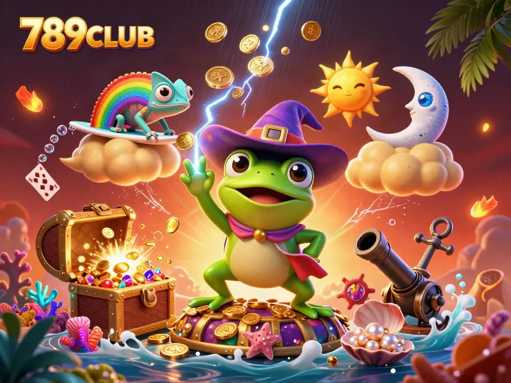 Experience the excitement of 789CLUB with vibrant casino-themed 3D characters and elements.